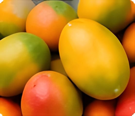 Mangoes prepared in a fruit ripening chamber